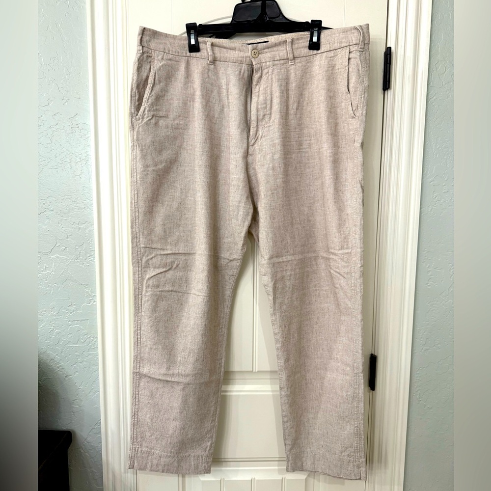 ABERCROMBIE & FITCH Straight Linen-Blend Fixed Waist Pant